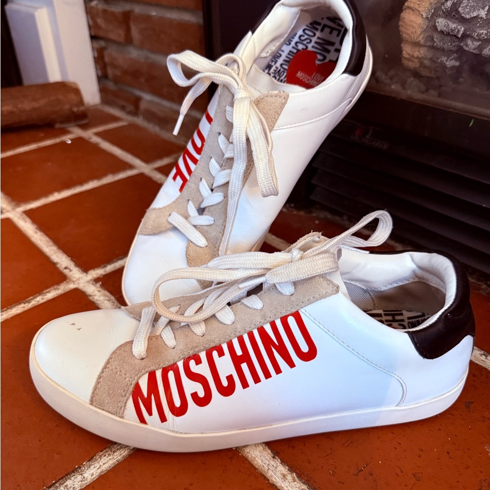 Love Moschino White and Red Women’s  Sneakers Size EU 40